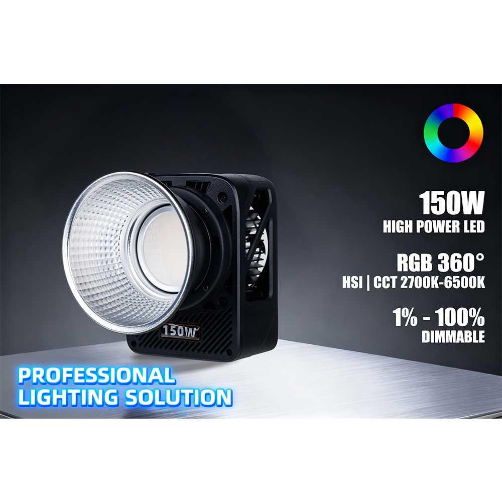LIYADI Lampu Studio Fotografi COB RGBW TFT 150W - Cahaya Konsisten, Natural, dan Fleksibel
