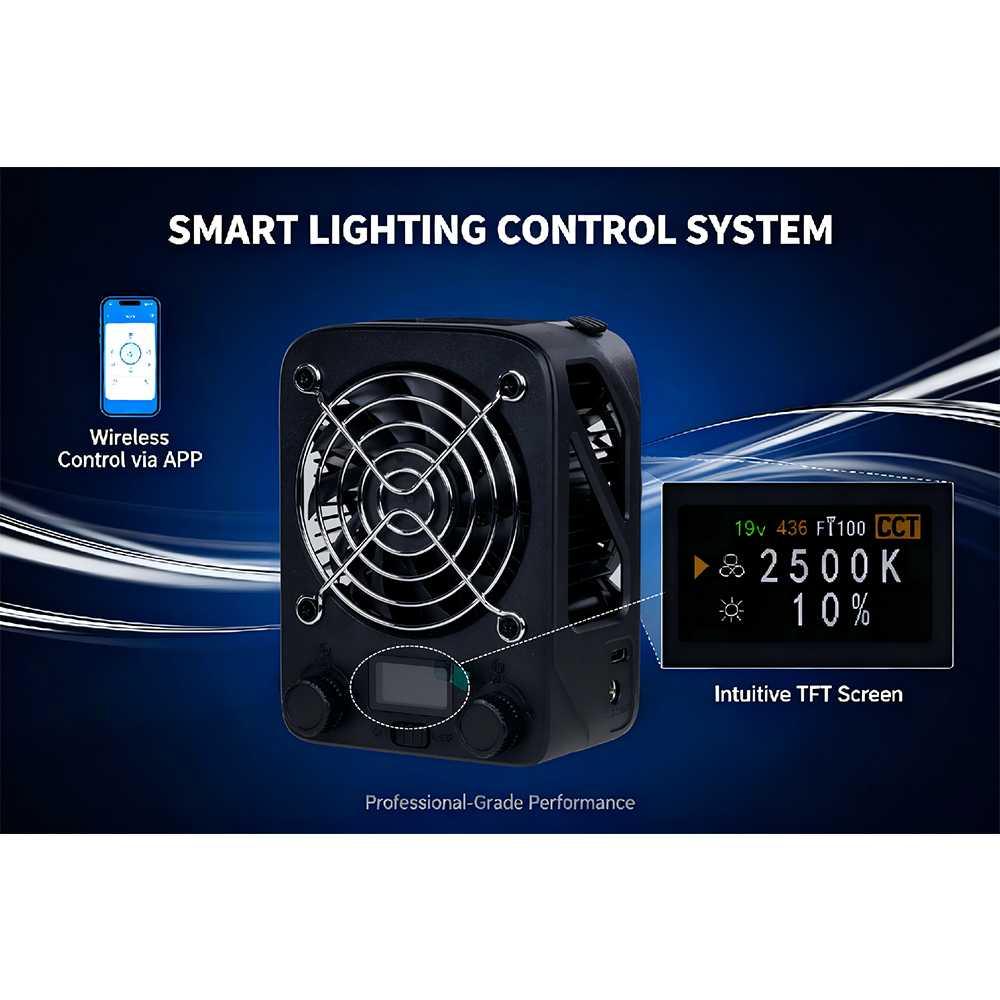 LIYADI Lampu Studio Fotografi COB RGBW TFT 150W - Cahaya Konsisten, Natural, dan Fleksibel