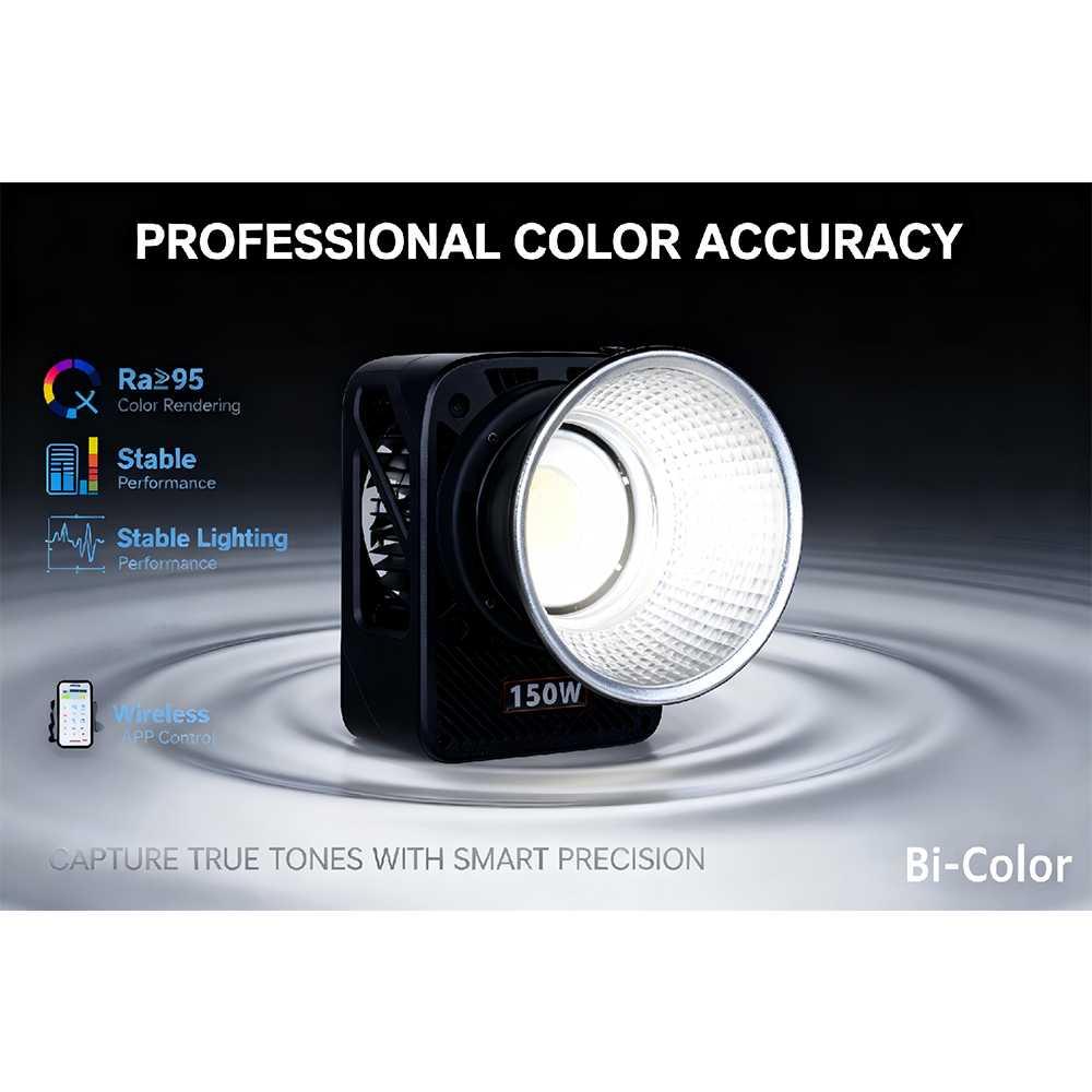 LIYADI Lampu Studio Fotografi COB RGBW TFT 150W - Cahaya Konsisten, Natural, dan Fleksibel