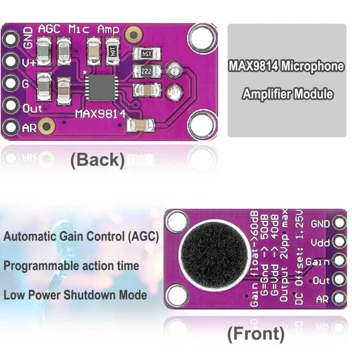Image of AITEXM Electret Microphone Amplifier Module Auto Gain Control MAX9814, Suara Jernih dan Konsisten, Ideal untuk Voice Recognition dan IoT, Desain Premi