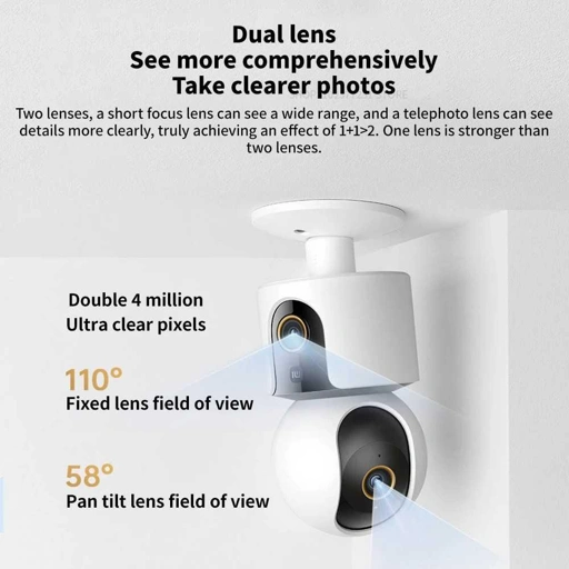 Image of Xiaomi Kamera CCTV Dual Lens PTZ 360 Degree AI Detection WiFi 6 4MP - C500, Pengawasan Efektif dan Pintar - Gambar Jernih, Dual Lensa
