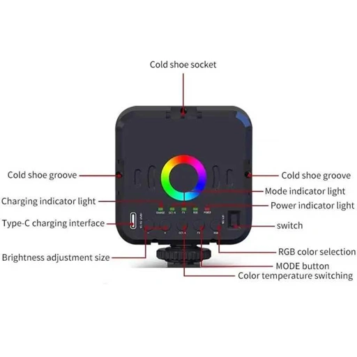 FASDGA Lampu Fill Light LED RGBW 9 Mode 3000-9000K - Cahaya Beragam, Kreatif, dan Portabel