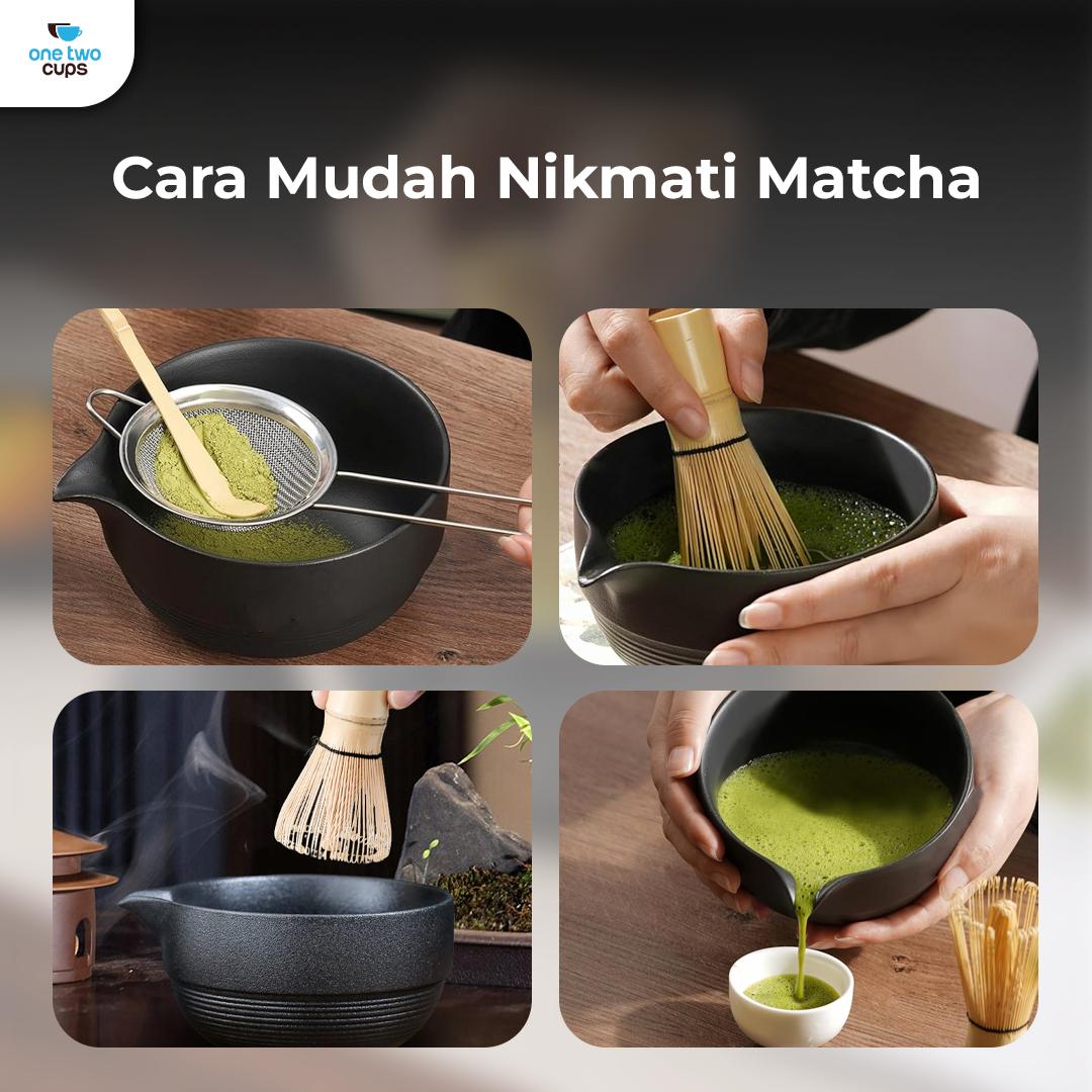 One Two Cups Matcha Set Kit Chawan Chasen Stand Chashaku - Alat Seduh Matcha Otentik, Sentuhan Tradisional Jepang