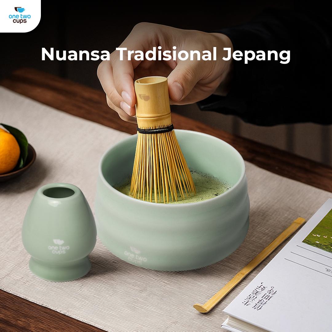 One Two Cups Matcha Set Kit Chawan Chasen Stand Chashaku - Alat Seduh Matcha Otentik, Sentuhan Tradisional Jepang