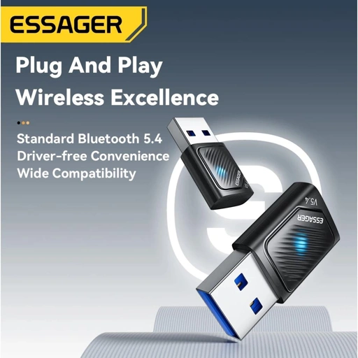 Image of ESSAGER Adaptor Bluetooth 5.4 Dongle PC Laptop - Koneksi Nirkabel Cepat dan Stabil, Fleksibilitas Tanpa Batas
