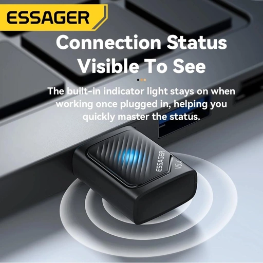 Image of ESSAGER Adaptor Bluetooth 5.4 Dongle PC Laptop - Koneksi Nirkabel Cepat dan Stabil, Fleksibilitas Tanpa Batas