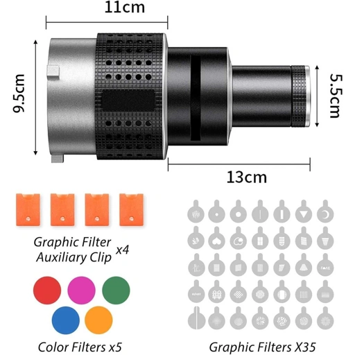 Image of LUYP Optical Snoot Bowens Mount Projector Cahaya Fotografi 35 Set - MM-06 PRO
