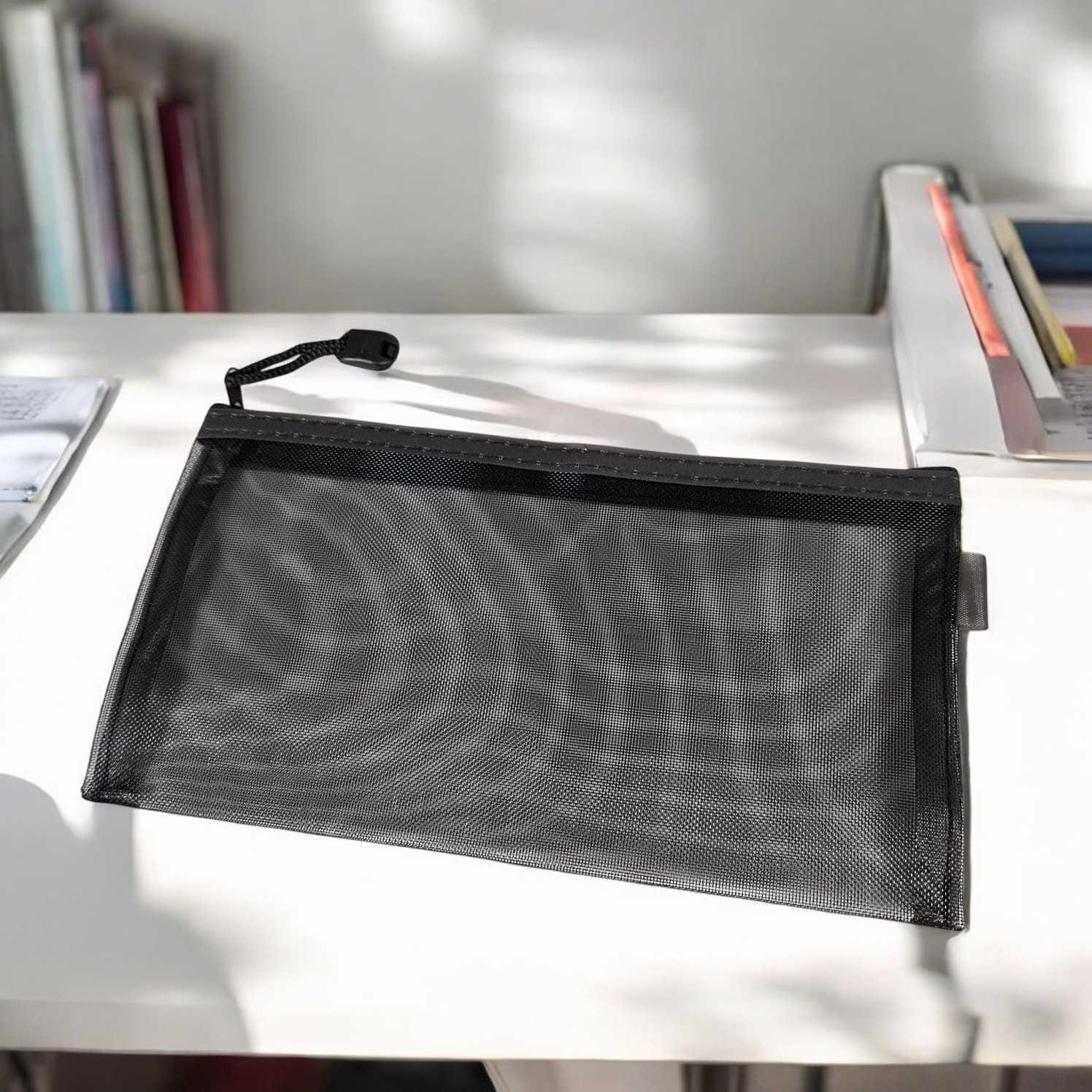 ZANZAN Tempat Pensil Jaring Mesh - Menyimpan ATK Rapi, Bawa Mudah, Desain Transparan