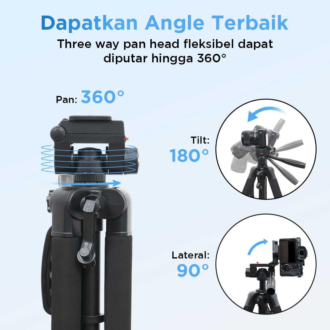 JIADUODUO Tripod Kamera 4 Section 360 Panoramic - Menangkap Gambar Presisi dengan Lebih Mudah