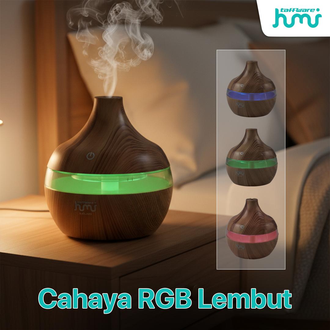 Taffware HUMI Air Humidifier Mini Ultrasonic - Jaga Kelembapan Ruangan, Cahaya RGB