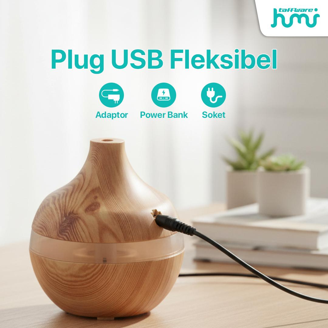 Taffware HUMI Air Humidifier Mini Ultrasonic - Jaga Kelembapan Ruangan, Cahaya RGB