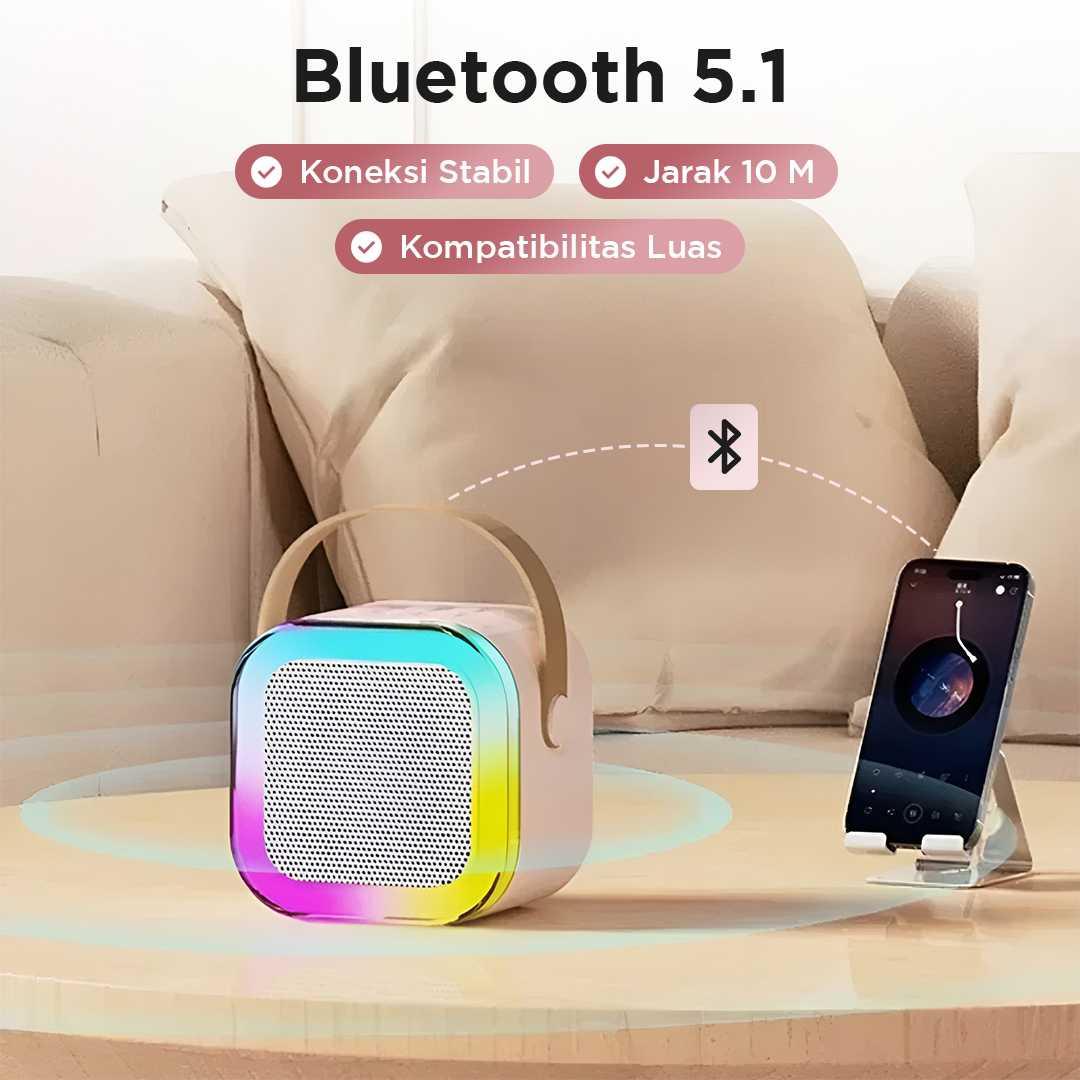 MEODY Speaker Bluetooth Karaoke Portable with 2 Microphone 5W - K12, Karaoke Fun Anywhere - Anytime, Compact Design