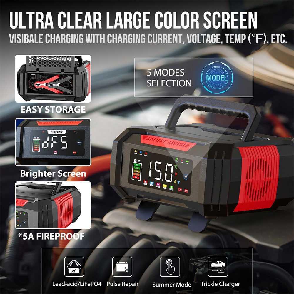 Taffware Charger Baterai Aki Mobil Motor Portable Pengisian Cepat dan Cerdas, Layar LED Waktu Nyata