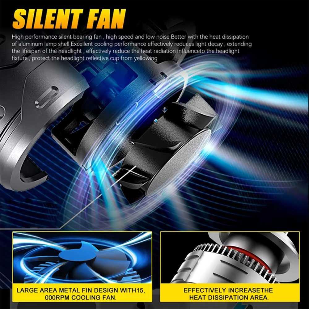 HLXG Lampu Depan Mobil LED H4 X8 Dual Hi/Low Beam Pencahayaan Terang 4000 LM, Cool White 6000 K