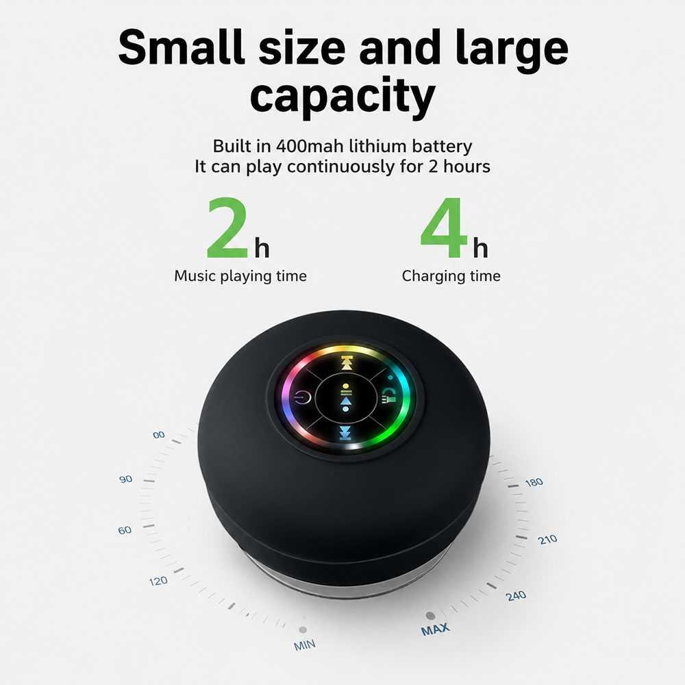 MONK Speaker Bluetooth Mini LED RGB Portable Suara Kencang, Suction Cup Kuat