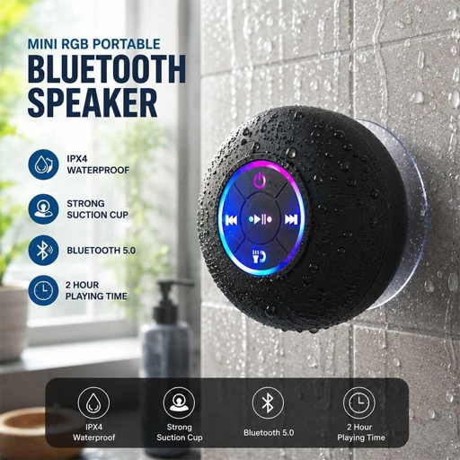 MONK Speaker Bluetooth Mini LED RGB Portable Suara Kencang, Suction Cup Kuat