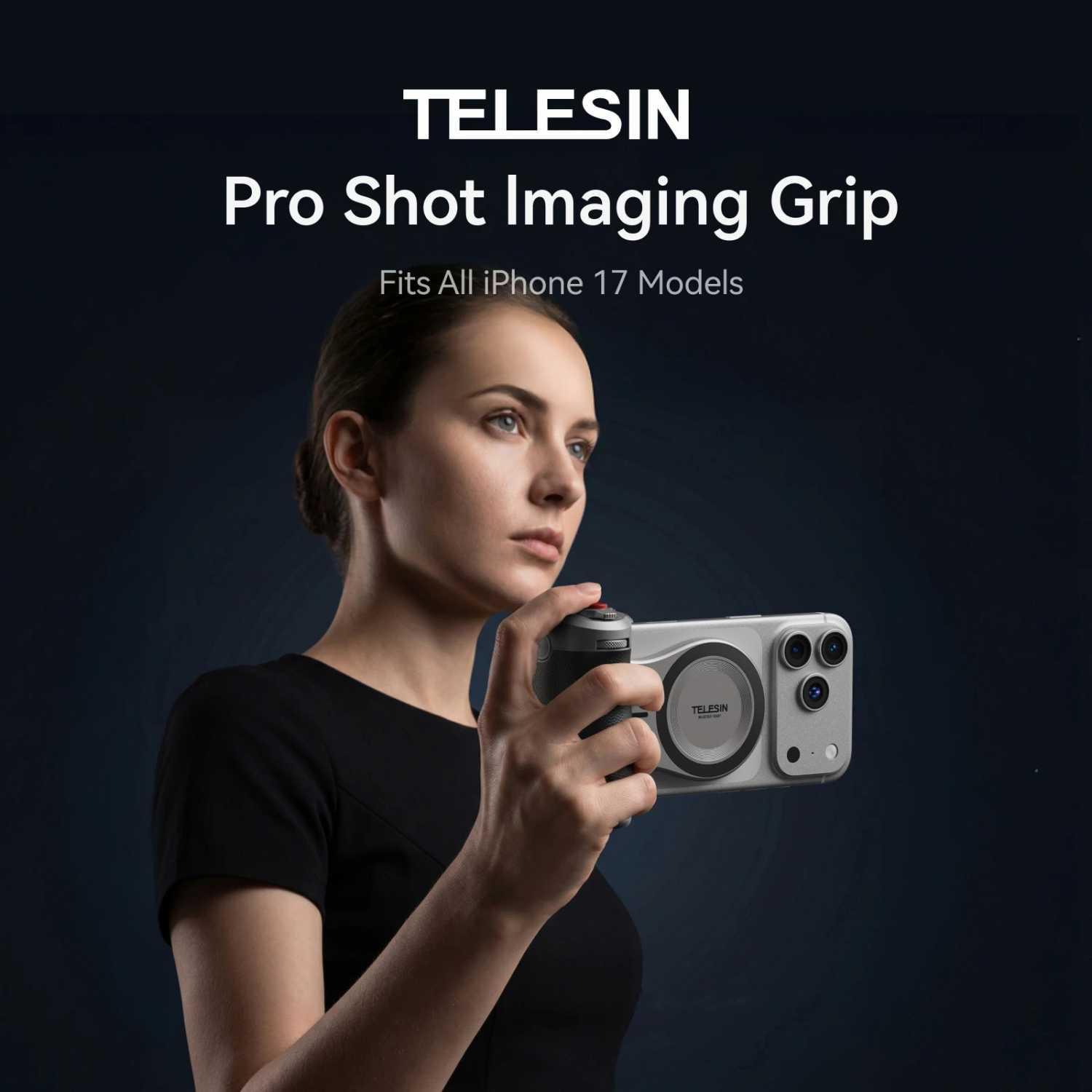 TELESIN Handle Selfie Grip Phone Shutter Magnetic Mount 3200mAh Presisi Pengambilan Foto, Kontrol DSLR, Isi Daya Mudah Desain Mewah