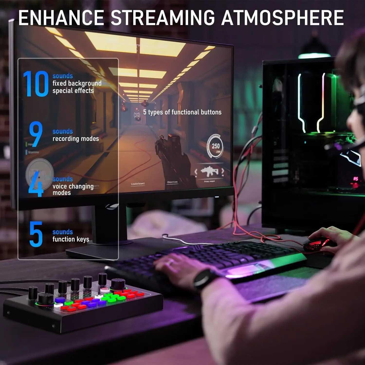 FarSoo Sound Card Mixer Bluetooth F009 Efek Suara Langsung dari Microphone, Koneksi Bluetooth Tanpa Kabel