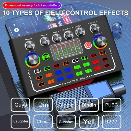 FarSoo Sound Card Mixer Bluetooth F009 Efek Suara Langsung dari Microphone, Koneksi Bluetooth Tanpa Kabel