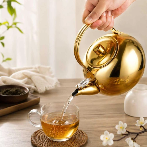 SIANKO Teko Stainless Bulat Saringan Teh 2L Praktis dan Elegan, Ideal untuk Keluarga
