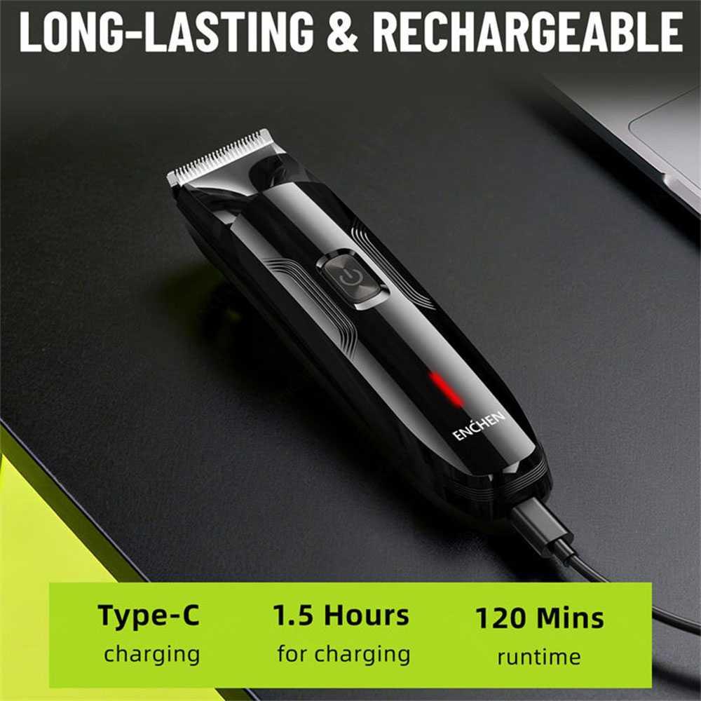 ENCHEN Alat Cukur Elektrik Rambut Hair Clipper Ceramic Trimmer 600mAh Spark 3, Pisau Keramik Tajam, Motor 7500 RPM