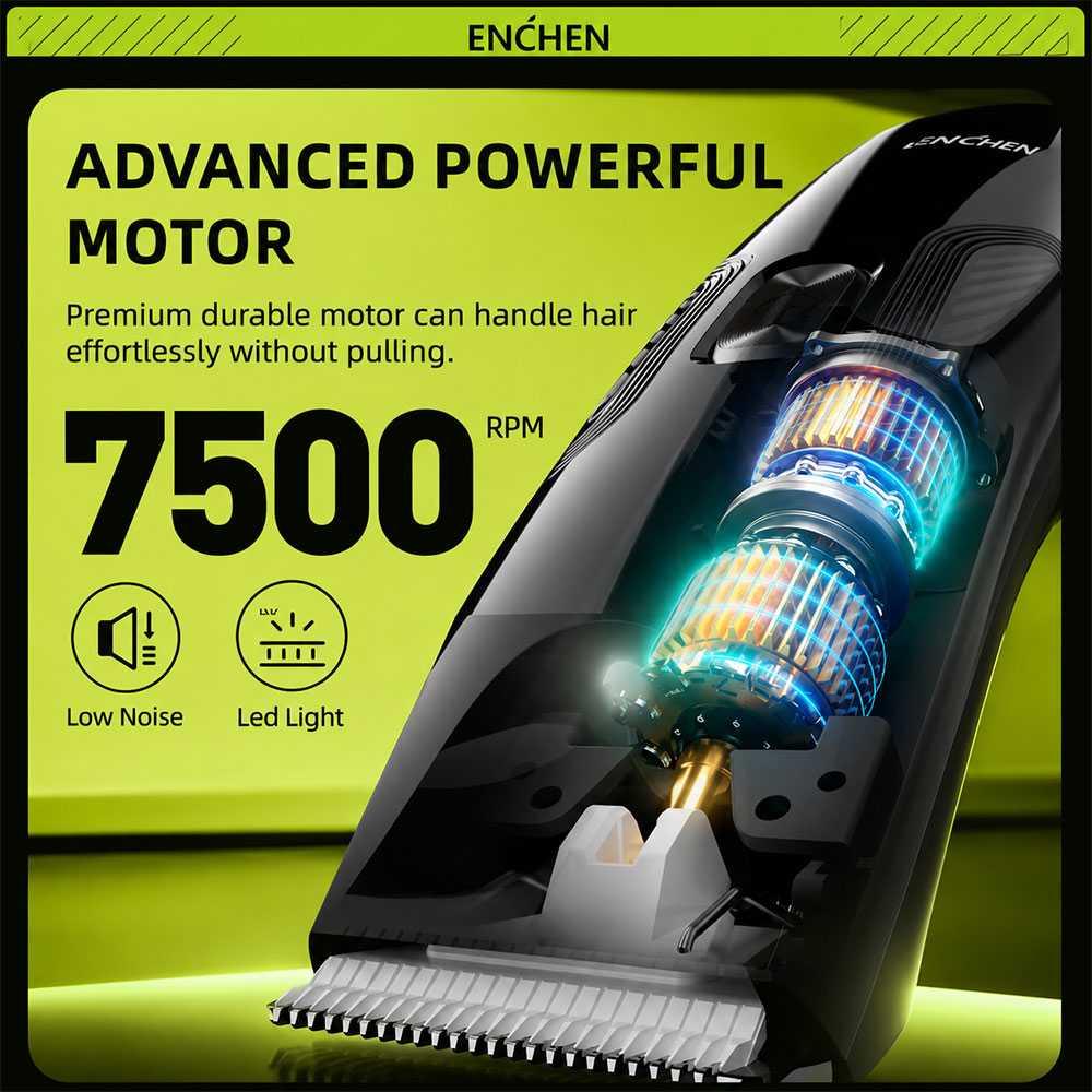 ENCHEN Alat Cukur Elektrik Rambut Hair Clipper Ceramic Trimmer 600mAh Spark 3, Pisau Keramik Tajam, Motor 7500 RPM