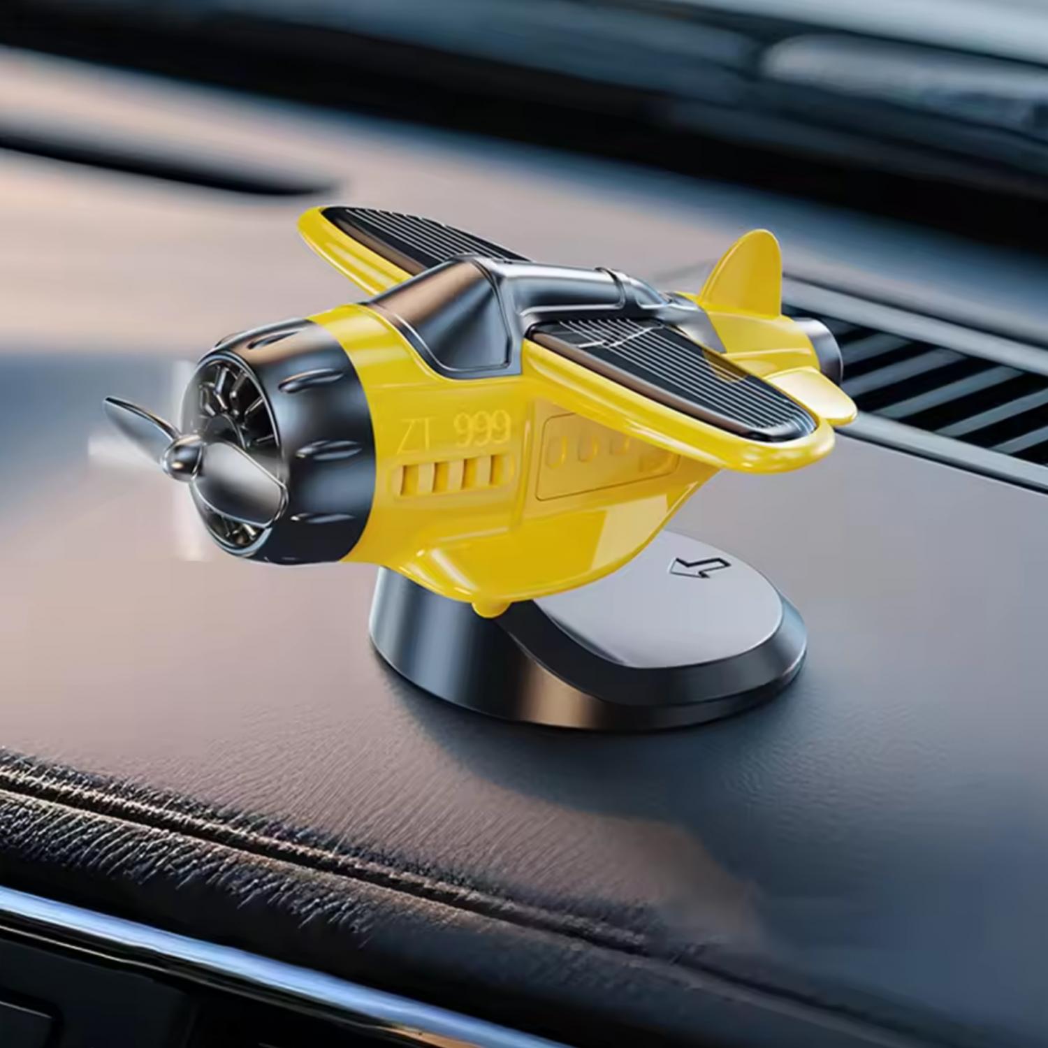 REWOP Dekorasi Dashboard Mobil Pesawat Tenaga Surya 360 Derajat AIR-66, Dekorasi Modern dengan Rotasi Otomatis, Tampilan Interior Menarik