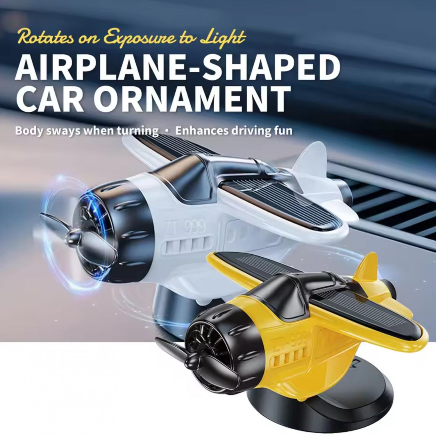 REWOP Dekorasi Dashboard Mobil Pesawat Tenaga Surya 360 Derajat AIR-66, Dekorasi Modern dengan Rotasi Otomatis, Tampilan Interior Menarik