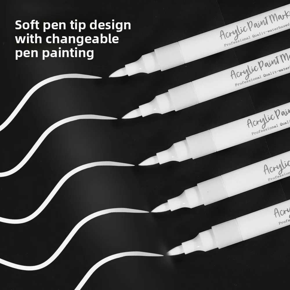 Flysea Spidol Permanen Akrilik Quick Dry Marker Tinta Putih Jelas, Kering Cepat, Tahan Air