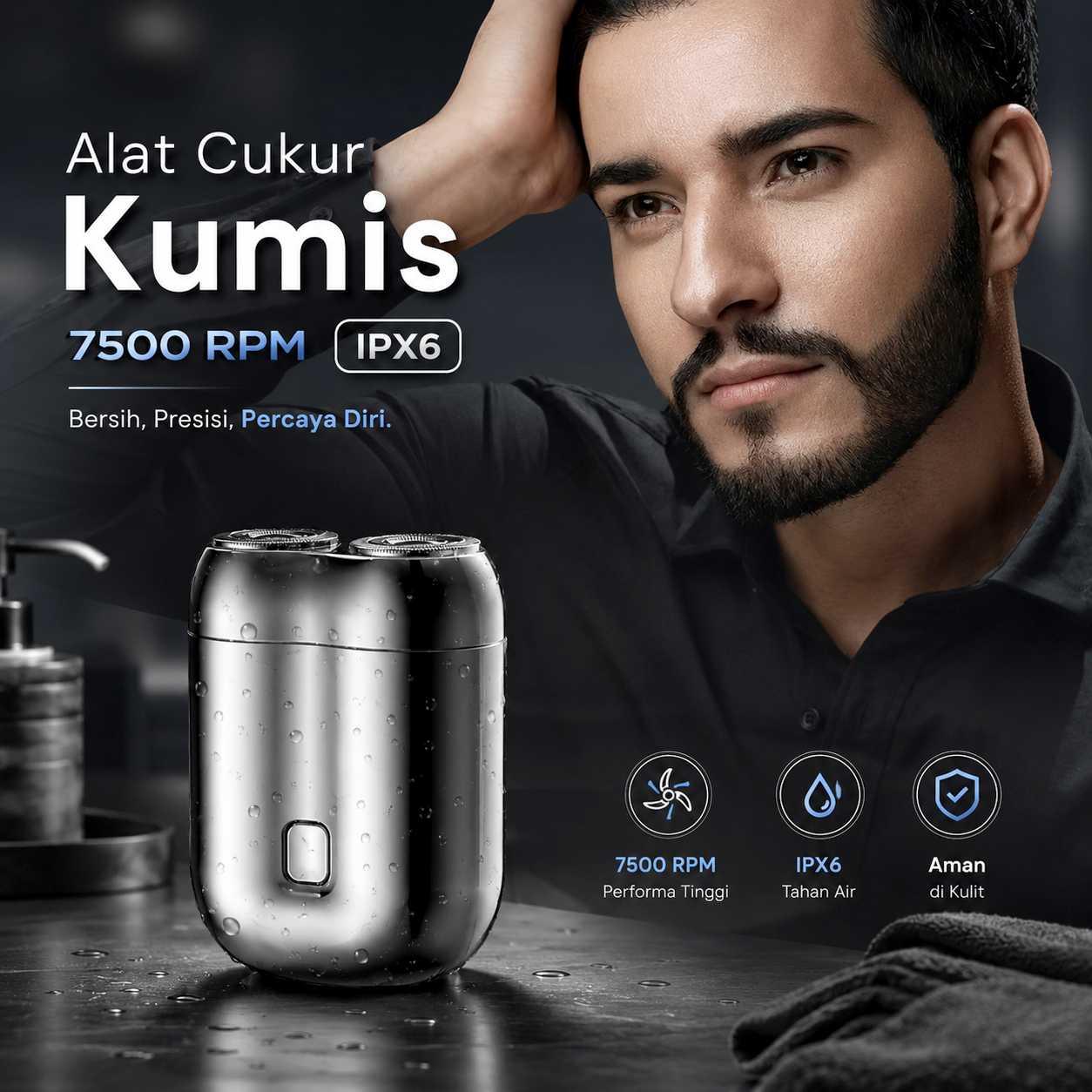 VOLAZ Alat Cukur Kumis Elektrik Mini Trimmer Shaver 7500 RPM IPX6 TY-500