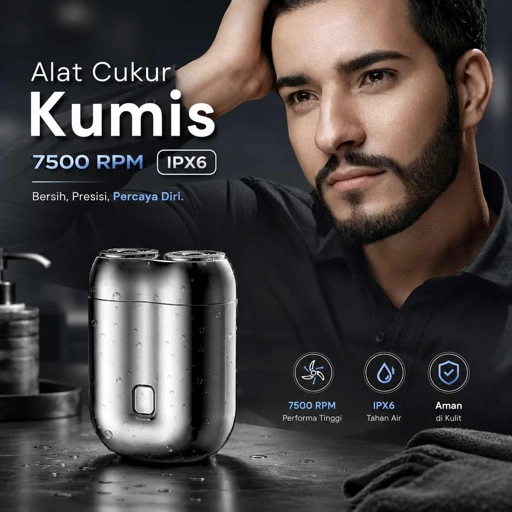 VOLAZ Alat Cukur Kumis Elektrik Mini Trimmer Shaver 7500 RPM IPX6 TY-500