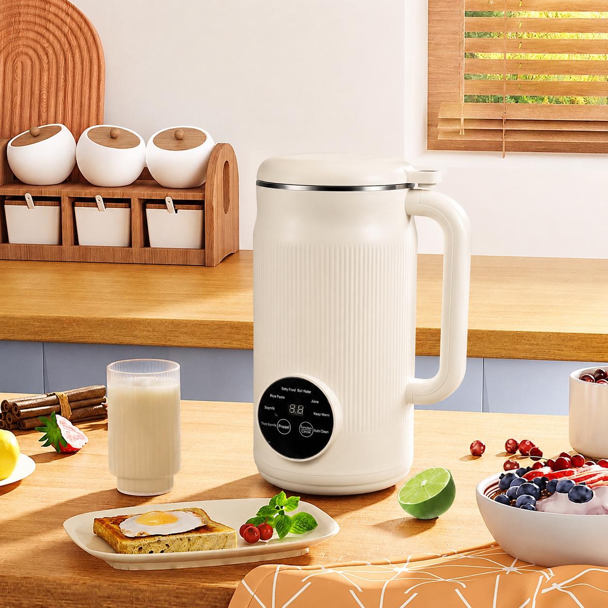 BALASHOV Blender Susu Kedelai Otomatis Fine Grind Soya Milk Maker 1.2L SM-100, Pembuat Susu Kedelai Otomatis dengan 8 Mode Fungsi Hemat Waktu, Lebih B