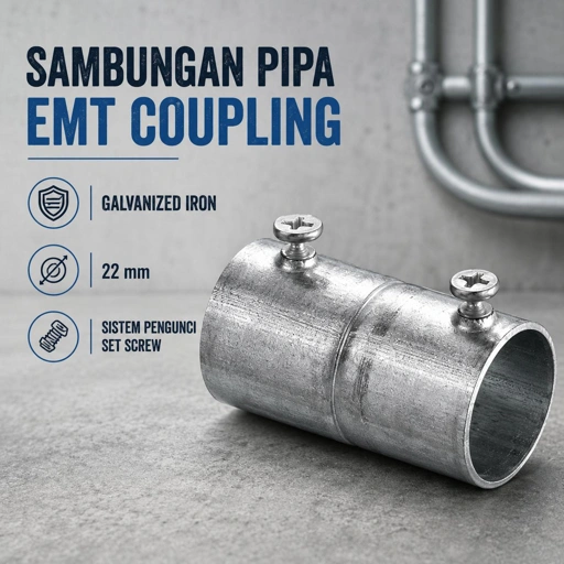 UXCELL Sambungan Pipa EMT Coupling Conduit Set Screw Galvanized 22mm - UX22 [Paket 2 Set]