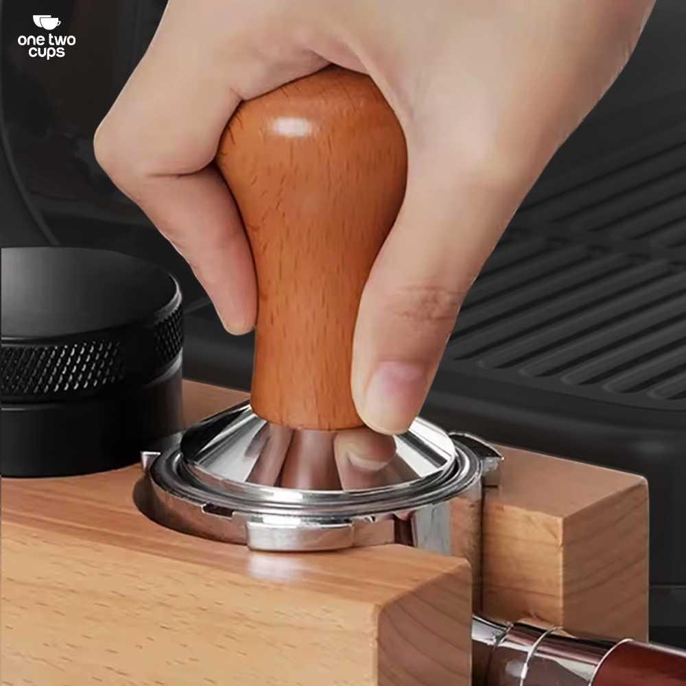 One Two Cups Tamper Kopi Espresso Flat Base Stainless Steel 304 51mm T15, Tingkatkan Ekstraksi Konsisten