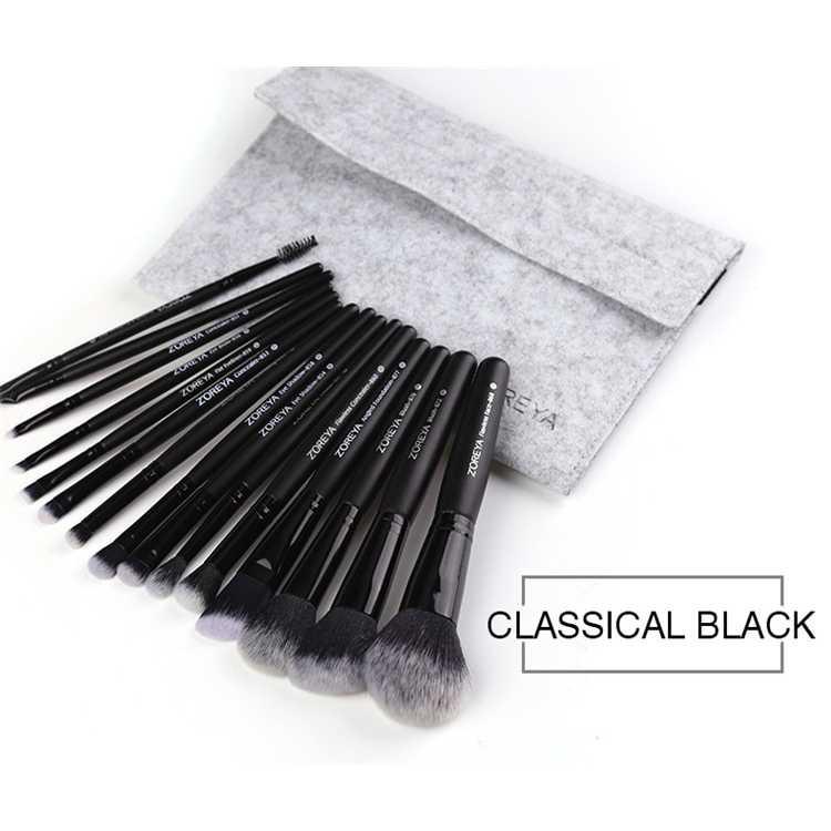 Zoreya Kuas Brush Make Up 15 Set dengan Pouch - ZZ15, Lengkap untuk Tampilan Menawan - Simpan dengan Elegan