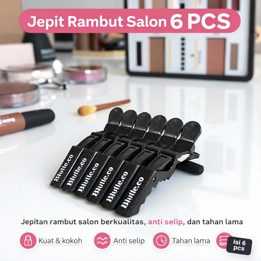 Biutte.co Jepit Rambut Salon Barber Hair Alligator Clip Grip 6 PCS - L05