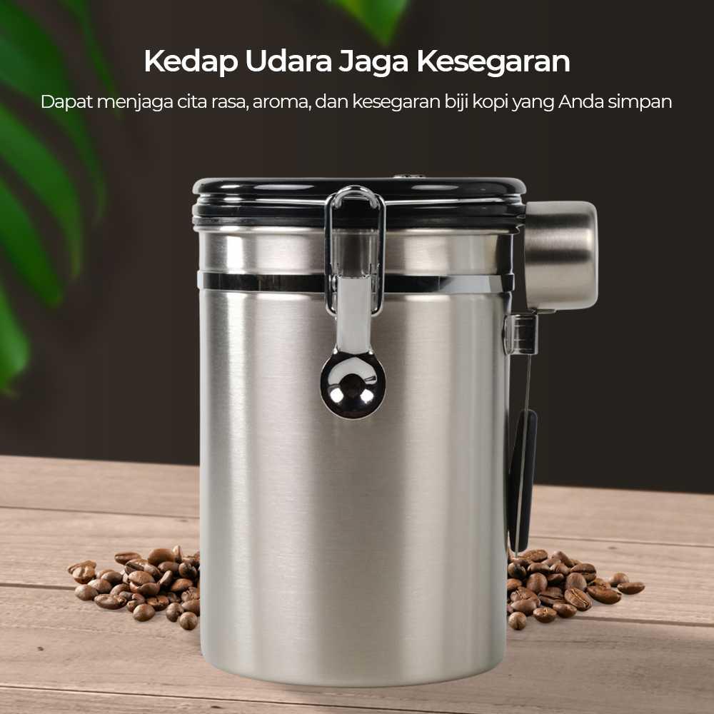 One Two Cups Toples Stainless Biji Kopi Rekam Tanggal Kesegaran dan Keteraturan, Elegan dan Fungsional