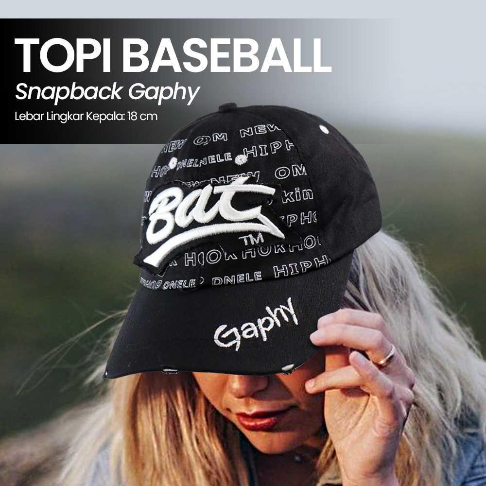 MOONBIFFY Topi Baseball Cap Bordir Bat Gaphy - Perlindungan & Gaya, Netral Casual