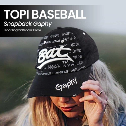 MOONBIFFY Topi Baseball Cap Bordir Bat Gaphy - Perlindungan & Gaya, Netral Casual