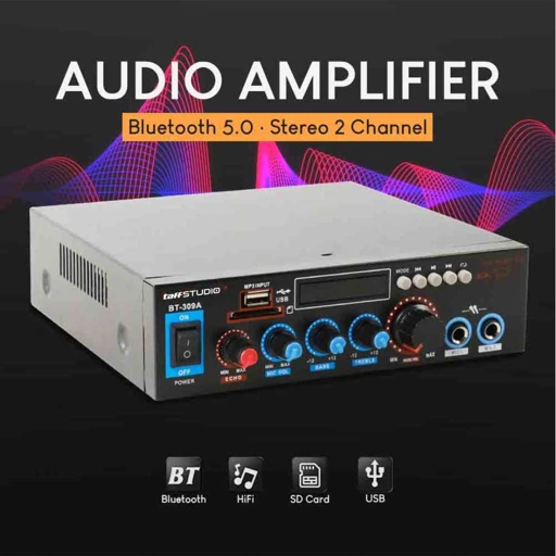 TaffSTUDIO Audio Amplifier HiFi Bluetooth 5.0 Stereo Suara Jernih, Kontrol Mudah