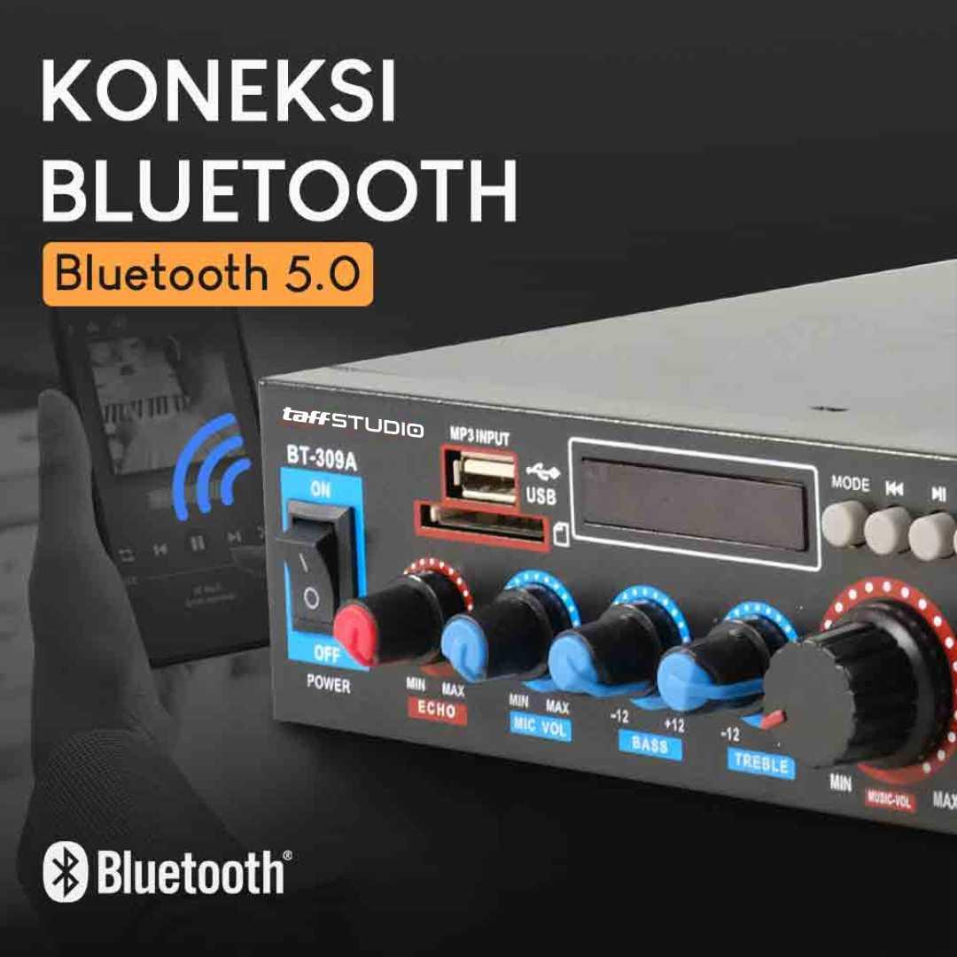 TaffSTUDIO Audio Amplifier HiFi Bluetooth 5.0 Stereo Suara Jernih, Kontrol Mudah