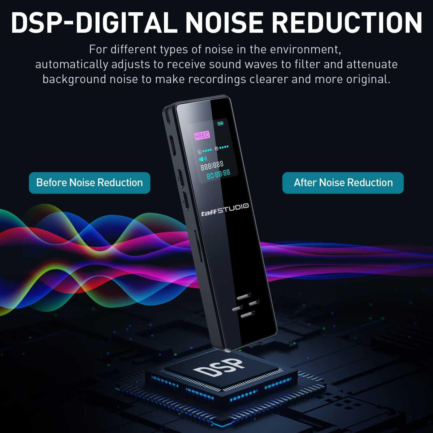 TaffSTUDIO Perekam Suara Portabel Voice Recorder Rekam Meeting & Pelajaran, HD Quality