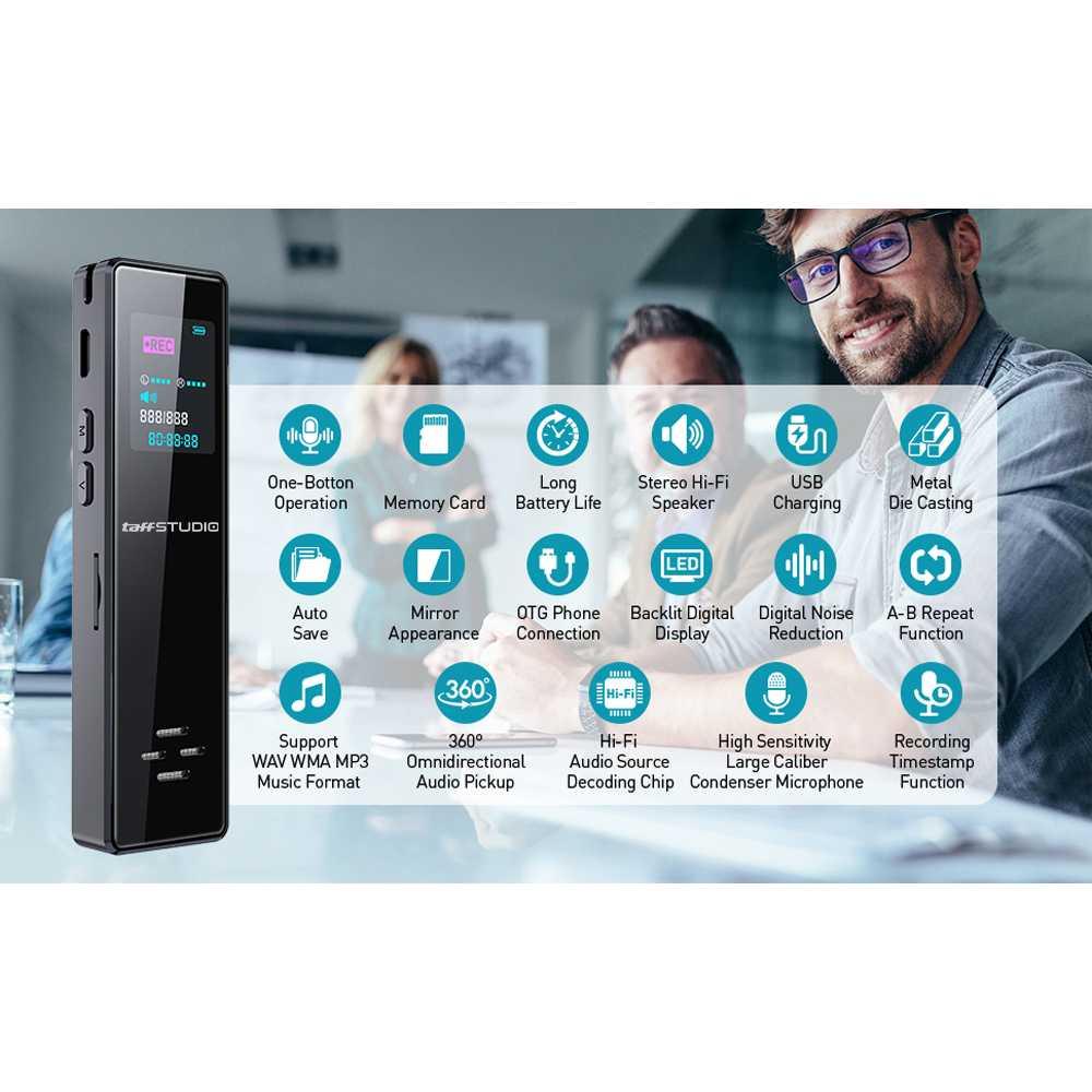 TaffSTUDIO Perekam Suara Portabel Voice Recorder Rekam Meeting & Pelajaran, HD Quality