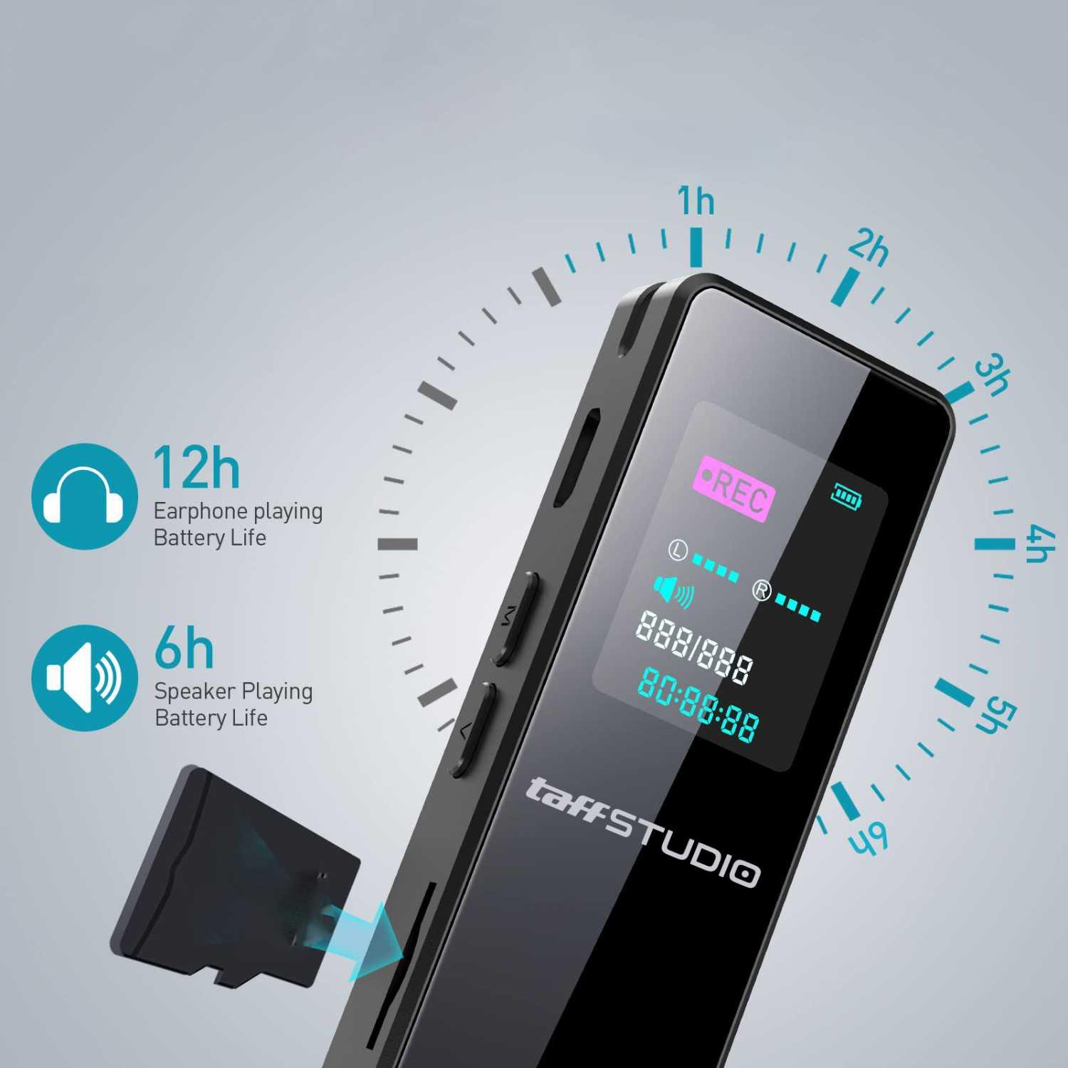 TaffSTUDIO Perekam Suara Portabel Voice Recorder Rekam Meeting & Pelajaran, HD Quality