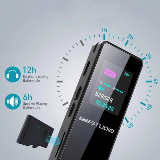 TaffSTUDIO Perekam Suara Portabel Voice Recorder Rekam Meeting & Pelajaran, HD Quality