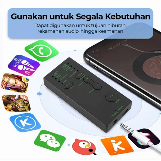 TaffSTUDIO Alat Pengubah Suara Portable Suara Unik dalam Genggaman, Praktis & Multifungsi