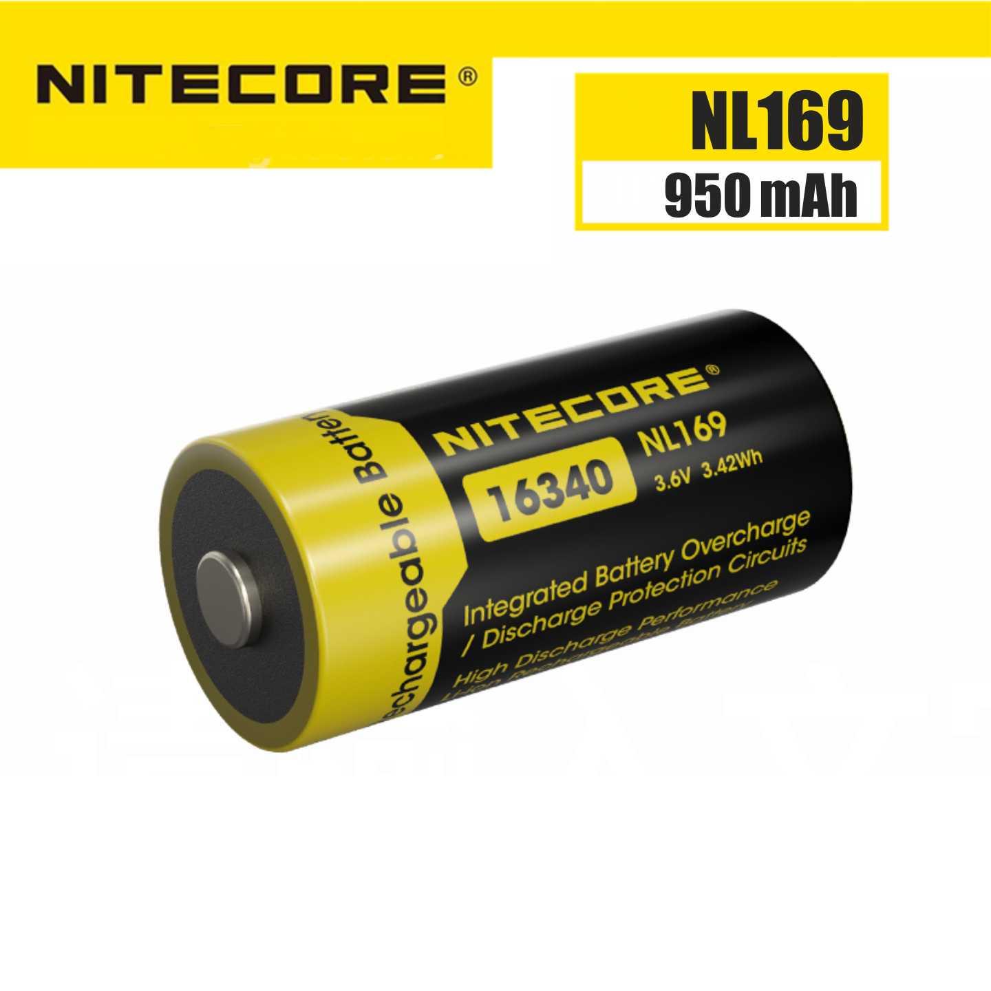 NITECORE Baterai Isi Ulang 16340 Li-Ion 950mAh Performa Stabil, Perlindungan Canggih, Ramah Lingkungan