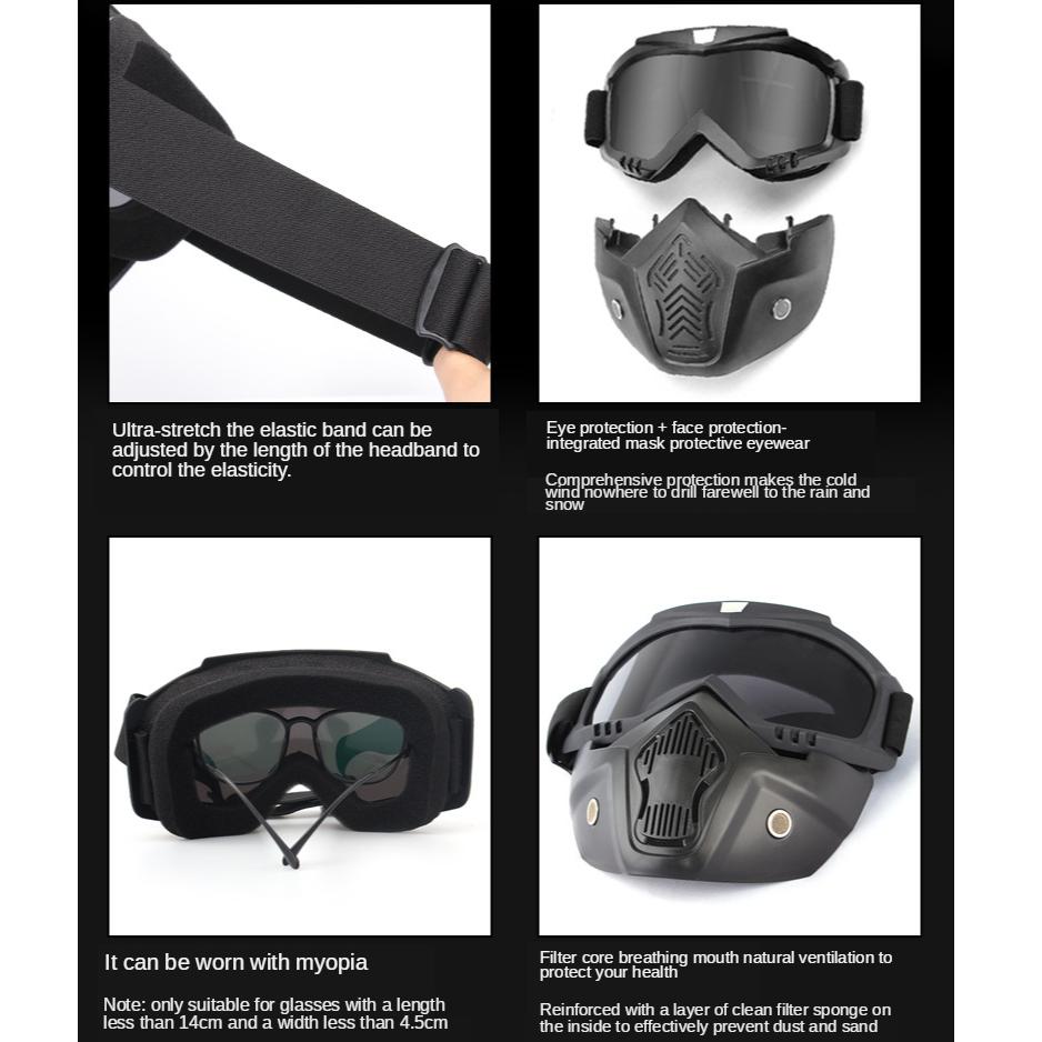 SYSTECH Kacamata Helm Motor Goggles Airsoft Mouthpiece UV400 Windproof DH-161, Perlindungan Mata Optimal Nyaman & Stylish