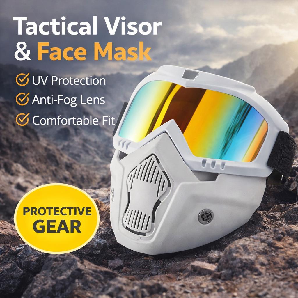 SYSTECH Kacamata Helm Motor Goggles Airsoft Mouthpiece UV400 Windproof DH-161, Perlindungan Mata Optimal Nyaman & Stylish