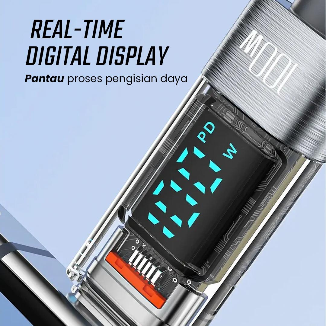 Toocki Kabel Data Type C to Type C Fast Charging LED Display 100W Isi Daya Cepat, Transfer Cepat
